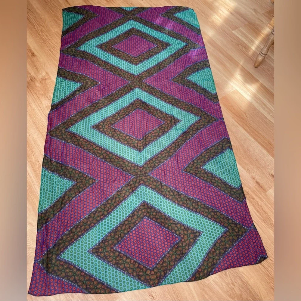 Large paisley scarf geometric polka dots multicolor wrap shawl